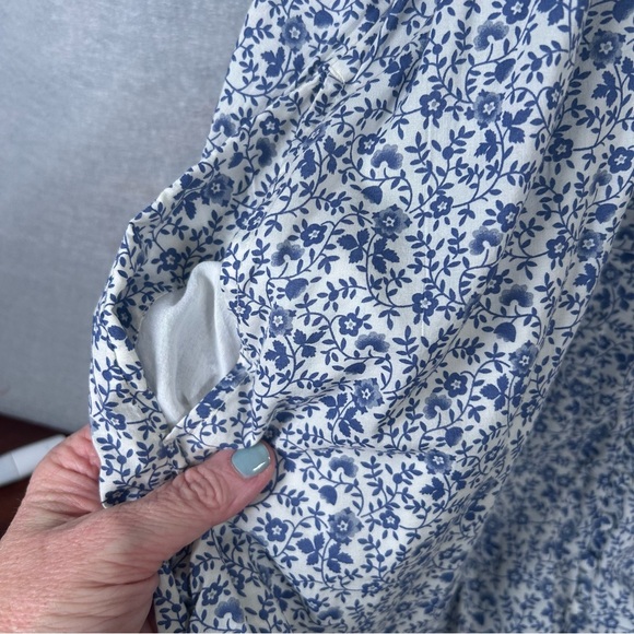 Madewell Blue & White Ruffle Button-Front Trapeze Dress‎ Women’s Size Small - Picture 8 of 13